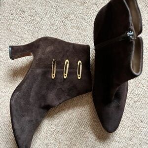 Boots Dark Brown Suede Heeled Boots